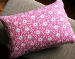 Crochet Throw Pillow Pink/Grey/White Birds, Decorative Pillow, Initial, Baby Girl Gift, Nursery, 12 X 16 Lumbar - thumbnail 2