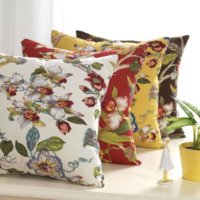 Hummingbird Floral Cotton Throw Pillow Cover, Decorative Cushion - image 1