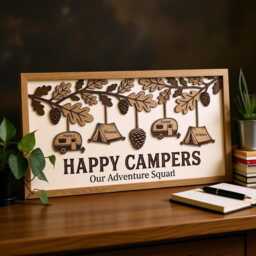 Custom Family Camping Sign Personalized Wood Wall Art Happy Campers Our Adventure Squad Rv Trailer Decor Gift For Outdoorsy - thumbnail 2
