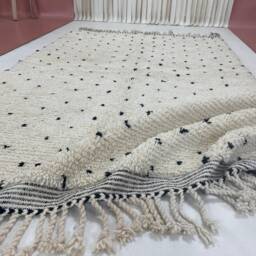 5x8 Handwoven Moroccan Wool Rug White Beni Ourain Carpet - thumbnail 4