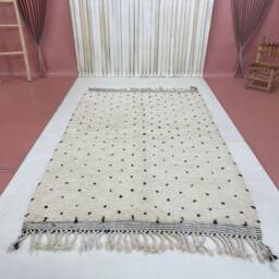 5x8 Handwoven Moroccan Wool Rug White Beni Ourain Carpet - thumbnail 3