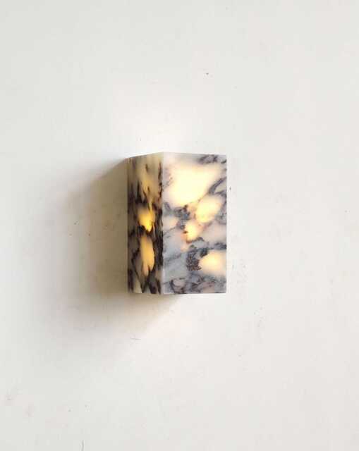 Handmade Calacatta Viola Cube Sconce, Minimalist Stone Wall Lamp - image 1
