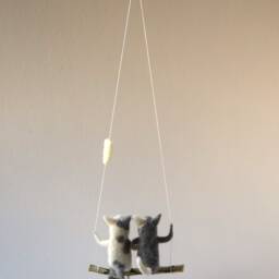Cats On Swing, Felted Animal, Cat, Cat Mobile, Baby Crib Mobile, Nursery Decor - thumbnail 4