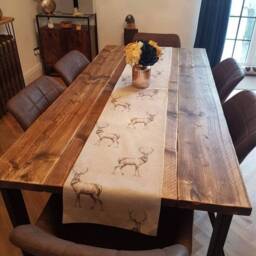 Rustic Dining Table, With Black Industrial Box Legs Reclaimed Wood Table - Workspace Furniture Style Desk Home Office - thumbnail 3