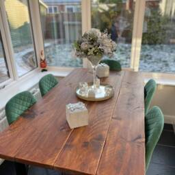 Rustic Dining Table, With Black Industrial Box Legs Reclaimed Wood Table - Workspace Furniture Style Desk Home Office - thumbnail 2