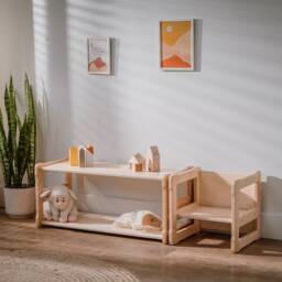 Montessori Shelf & Chair Set Beech Wood Toddler Furniture