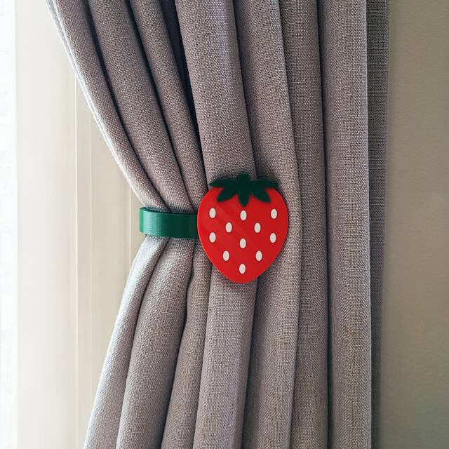 Replaceable Strawberry Shape Curtain Holdbacks/Tiebacks 3D Printed Plastic - Set Of Left & Right - image 1