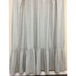 Black & White Ticking Striped Shower Curtain With Mermaid Long Ruffles, Custom Size Shower Curtain - thumbnail 2