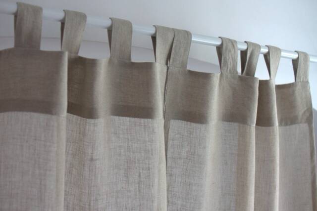 White Linen Cafe Curtain, Tab Top Sheer Window Valance - image 1