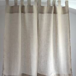 White Linen Cafe Curtain, Tab Top Sheer Window Valance - thumbnail 2