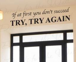 If At First You Dont Succeed Try Again Inspirational Kid Wall Decal Decor Vinyl Quote Design Sticker Saying Lettering Art Letters In32 - thumbnail 1