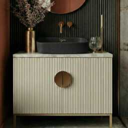 V_24 Bathroom Sink - Concrete Round Vessel Washbasin Vanity Top Washbasin Bowl Sink - thumbnail 2