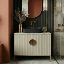 V_24 Bathroom Sink - Concrete Round Vessel Washbasin Vanity Top Washbasin Bowl Sink - thumbnail 3