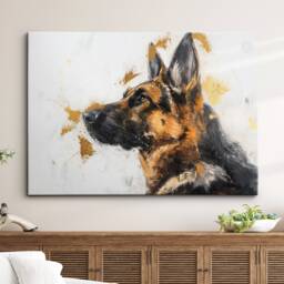 German Shepherd Abstract Dog Oil Painting Framed Poster Print Or Canvas Wall Decor Art Bedroom Home Interior Gift For Pet Lover - thumbnail 1