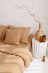 Almond Natural Linen Pillowcase. Standard, Queen, King, Jumbo, Deco, Square Size Cushion Cover. Soft, Breathable, Minimalist New Home Gift - thumbnail 1