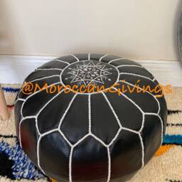 stuffed Moroccan Pouf/Floor Cushions Footstool Berber Pouf Ottoman Leather - thumbnail 3
