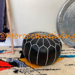 stuffed Moroccan Pouf/Floor Cushions Footstool Berber Pouf Ottoman Leather - thumbnail 2