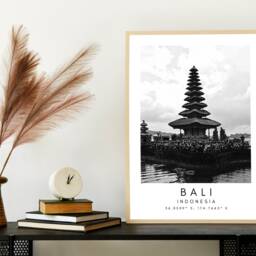 Bali Temple Print Minimalist Black & White Travel Art - thumbnail 3