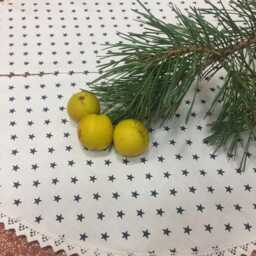 Handmade Cotton Burlap Christmas Tree Skirt White With Blue Stars - thumbnail 3