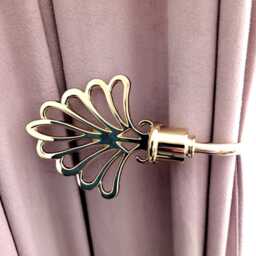 Shiny Gold Metal Curtain Holdback - 150mm Drapery Tieback Art Deco Style Flower Tie Back Hooks, Holdbacks, - Set 1 4 - thumbnail 3
