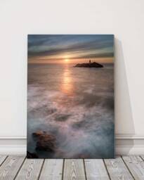 Godrevy Lighthouse Near St Ives Cornwall Canvas Print Wall Decor For Home Or Office - Interior Beach Seascape. Ideal Gift Birthday Present - thumbnail 1