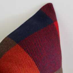 Copper & Red Buffalo Check Wool Pillow Cover, Fall Plaid Cover - Made To Order - thumbnail 2
