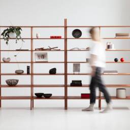 Modular Shelving - Mid Century Bookcase Minimalist Custom Bookcase Ladder Bookshelf Handmade Furniture - thumbnail 2