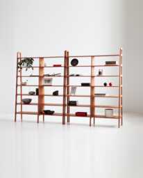 Modular Shelving - Mid Century Bookcase Minimalist Custom Bookcase Ladder Bookshelf Handmade Furniture