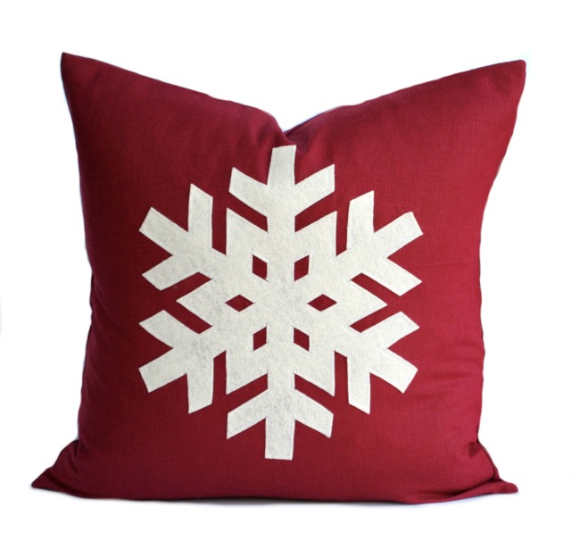 One Snowflake Christmas Pillow Cover, 20x20, Holiday Pillow, Decorative Decoration - image 1