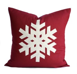 One Snowflake Christmas Pillow Cover, 20x20, Holiday Pillow, Decorative Decoration - thumbnail 1