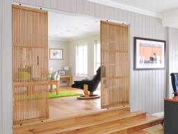 Custom Slat Room Divider Tension Or Screw Installation, Home Privacy Screen - thumbnail 1