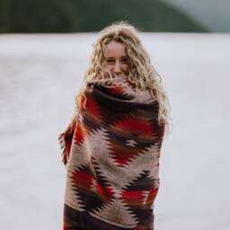 Tofino Beach Blanket - Sunset - Boho Aztec Throw Scarf, Southwest - thumbnail 2