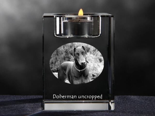 Dobermann - Uncropped, Crystal Candlestick With Dog, Souvenir, Decoration, Limited Edition, Collection - image 1