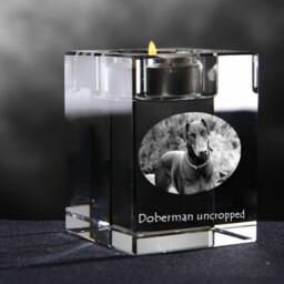 Dobermann - Uncropped, Crystal Candlestick With Dog, Souvenir, Decoration, Limited Edition, Collection - thumbnail 2
