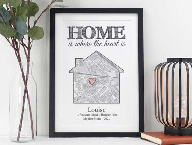 Personalised Home Map Print - New Moving Gift Housewarming Keepsake Custom Family House First Va153 - image 1