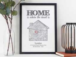 Personalised Home Map Print - New Moving Gift Housewarming Keepsake Custom Family House First Va153 - thumbnail 1
