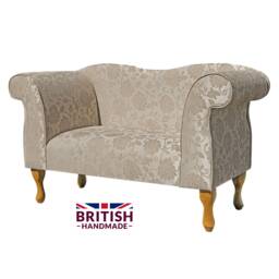 Handmade Floral Beige Chaise Lounge Small Queen Anne Sofa - thumbnail 1