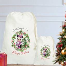 Personalised Minnie Sack, Christmas Sack/stocking, Santa Birthday Easter Toy Eve, First Gift - thumbnail 2
