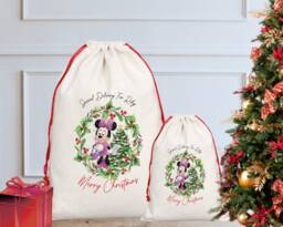 Personalised Minnie Sack, Christmas Sack/stocking, Santa Birthday Easter Toy Eve, First Gift
