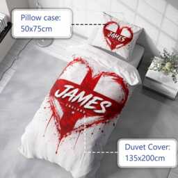 Personalised Name Heart England Flag Single Duvet Cover Three Lions Football Supporter Bedding St Georges Cross Sport Fan Bedroom Decor Gift - thumbnail 4