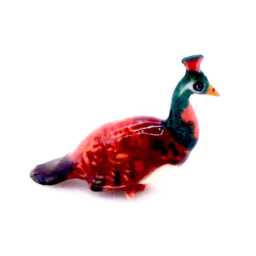 Miniature Ceramic Peacock Bird Animal Little Brown Green Figurine Tiny Statue Small Decoration Hand Painted Collectible Craft Figure - thumbnail 2