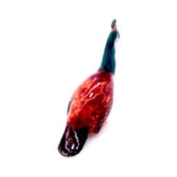 Miniature Ceramic Peacock Bird Animal Little Brown Green Figurine Tiny Statue Small Decoration Hand Painted Collectible Craft Figure - thumbnail 3