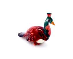 Miniature Ceramic Peacock Bird Animal Little Brown Green Figurine Tiny Statue Small Decoration Hand Painted Collectible Craft Figure