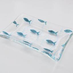 Handmade Glass Fish Soap Dish, Painted Turquoise Bathroom Decoration - thumbnail 3