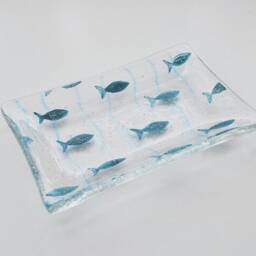 Handmade Glass Fish Soap Dish, Painted Turquoise Bathroom Decoration - thumbnail 2