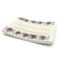 Floral Handmade Ceramic Soap Dish - Self-Draining Rectangular Holder - thumbnail 3