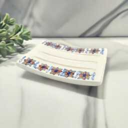 Floral Handmade Ceramic Soap Dish - Self-Draining Rectangular Holder