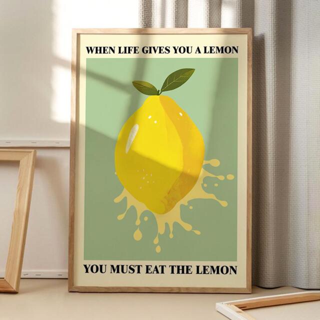 When Life Gives You A Lemon Art Canvas Poster, Trendy Wall Art, Kitchen Aesthetic Decor, Retro Home Printed Gift - image 1