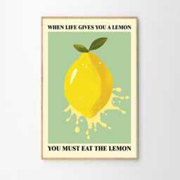 When Life Gives You A Lemon Art Canvas Poster, Trendy Wall Art, Kitchen Aesthetic Decor, Retro Home Printed Gift - thumbnail 2