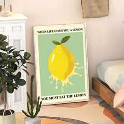 When Life Gives You A Lemon Art Canvas Poster, Trendy Wall Art, Kitchen Aesthetic Decor, Retro Home Printed Gift - thumbnail 3